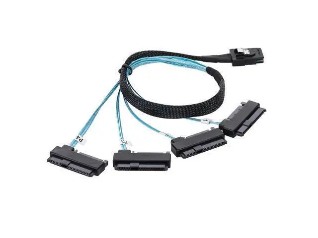 Alt view image 2 of 7 - Vszerda Internal 36 Pin Mini SAS SFF-8087 Host to 4 SFF-8482 Target SAS Hard Disk and SATA Power Cable 100cm