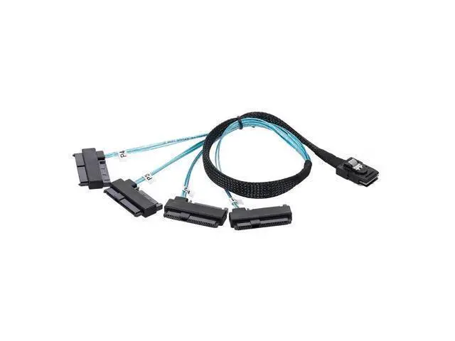 Alt view image 3 of 7 - Vszerda Internal 36 Pin Mini SAS SFF-8087 Host to 4 SFF-8482 Target SAS Hard Disk and SATA Power Cable 100cm
