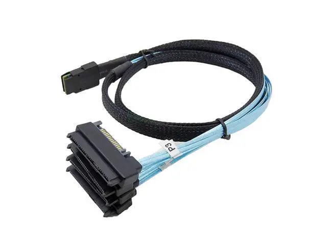 Alt view image 5 of 7 - Vszerda Internal 36 Pin Mini SAS SFF-8087 Host to 4 SFF-8482 Target SAS Hard Disk and SATA Power Cable 100cm