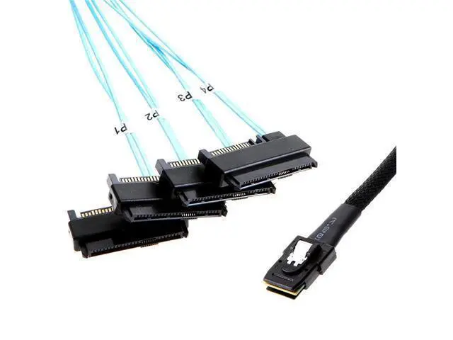Alt view image 6 of 7 - Vszerda Internal 36 Pin Mini SAS SFF-8087 Host to 4 SFF-8482 Target SAS Hard Disk and SATA Power Cable 100cm