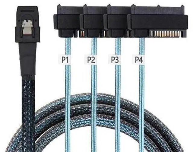 Main image of Vszerda Internal 36 Pin Mini SAS SFF-8087 Host to 4 SFF-8482 Target SAS Hard Disk and SATA Power Cable 50cm
