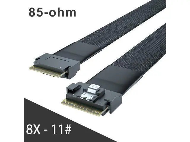 Alt view image 2 of 3 - Vszerda 24G Internal SlimSAS SFF-8654 to SFF-8654 8i PCIE4.0 Cable for High-Density Servers & NVMe Storage, 85-ohm, 0.75~0.8m(2.46~2.62ft)