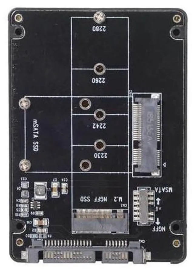 Main image of Vszerda Combo M.2 NGFF B-Key & mSATA SSD to SATA 3.0 Adapter Converter Case Enclosure with Switch
