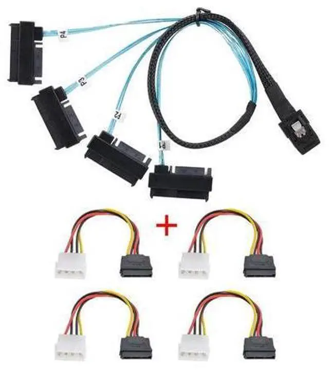 Alt view image 2 of 7 - Vszerda Cable Internal Mini SAS 4X SFF-8087 36Pin Host to SAS Hard Disk SFF-8482 29Pin Target Fanout Cable with IDE Power 100cm