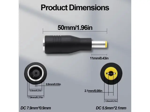 Alt view image 3 of 7 - Vszerda DC 5.5mm x 2.1mm to 7.9mm x 0.9mm Power Plug Connector DC7909 Female to DC5521 Male Converter Adapter for Solar Panels Portable Power Station RV Car Rechargeable Battery-4Pcs