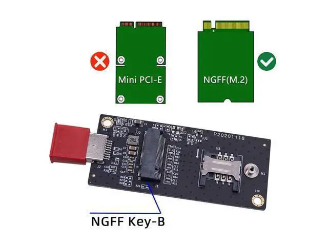 Alt view image 6 of 14 - Vszerda M.2 Key-B NGFF WWAN to USB 3.0 Riser Card Adapter w SIM Slot for 3G/4G/5G LTE Wireless Module Modem Card