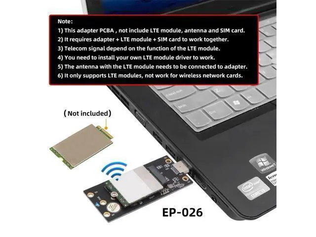 Alt view image 5 of 14 - Vszerda M.2 Key-B NGFF WWAN to USB 3.0 Riser Card Adapter w SIM Slot for 3G/4G/5G LTE Wireless Module Modem Card