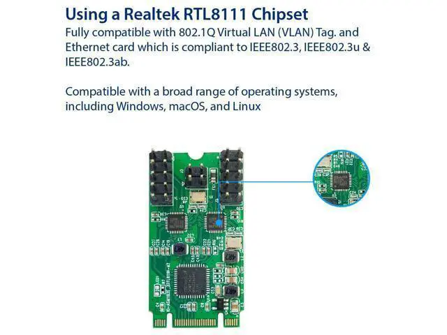 Alt view image 3 of 6 - Vszerda M.2 (B & M-Key) PCIe Interface Single Port Gigabit Ethernet Modules NIC RealTek RTL8111H Chipset
