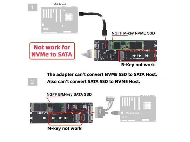 Alt view image 4 of 7 - Vszerda Oculink SFF-8612 8611 to U.2 Kit M-Key to NVME PCIe SSD and NGFF to SATA Adapter for Mainboard