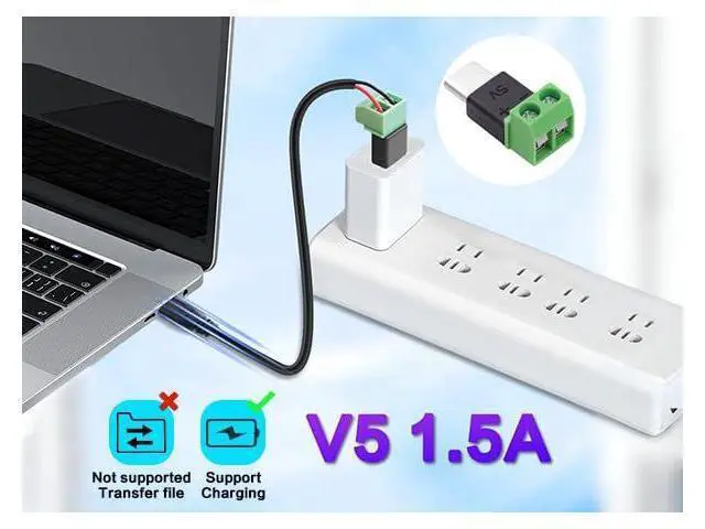 Alt view image 3 of 7 - Vszerda USB Type-C Screw Terminal Adapter, USB C Plug to 2 Pin Solderless Connector, 5V 1.5A USB C Screw Terminal Adapter for Repair Power Charging, 3-Pack