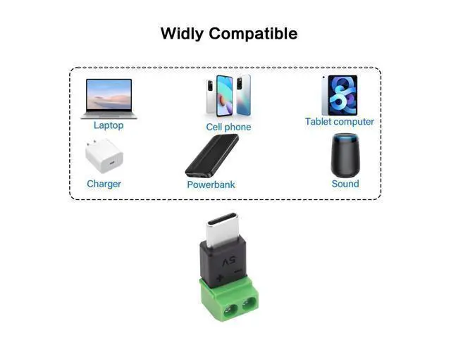 Alt view image 6 of 7 - Vszerda USB Type-C Screw Terminal Adapter, USB C Plug to 2 Pin Solderless Connector, 5V 1.5A USB C Screw Terminal Adapter for Repair Power Charging, 3-Pack