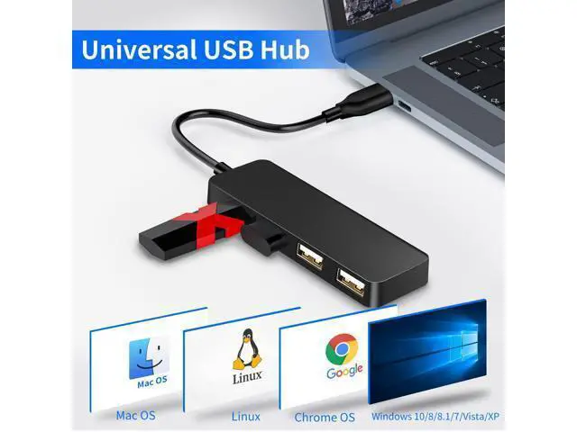 Alt view image 6 of 7 - Vszerda USB Hub 4 Port USB 2.0 Splitter Hub Expander for Laptop Computer Flash Drive Console Printer Camera Keyboard Mouse More 1 to 4 Jack Extender for Charging/Data Sync