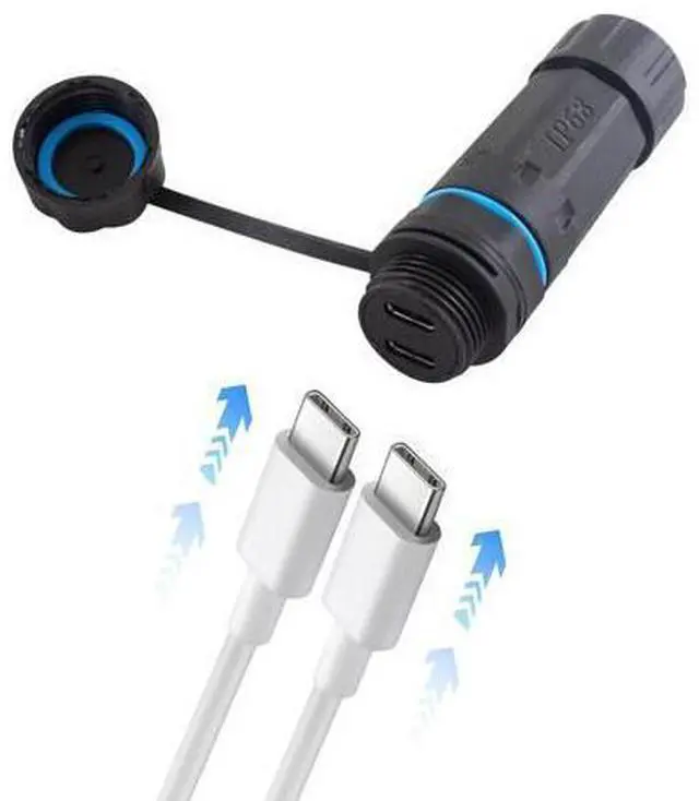 Alt view image 6 of 7 - Vszerda 10Gbps Waterproof USB C Connector, 2Port USB C Female to Female Panel Mount Waterproof Connector, 3.1 Type C Extender Passthough Bulkhead Outdoor Charging Data Socket, 1PCS