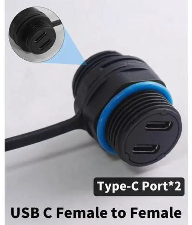 Alt view image 5 of 7 - Vszerda 10Gbps Waterproof USB C Connector, 2Port USB C Female to Female Panel Mount Waterproof Connector, 3.1 Type C Extender Passthough Bulkhead Outdoor Charging Data Socket, 1PCS