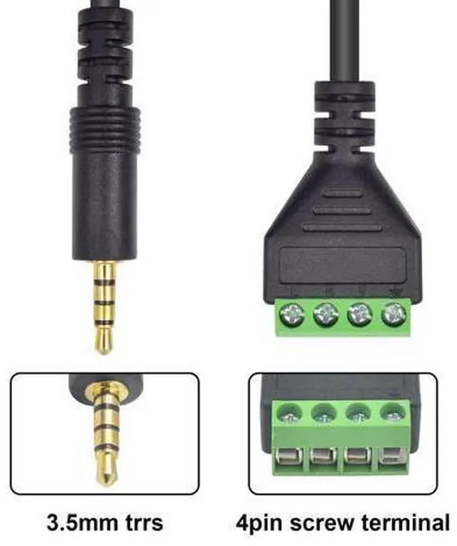 Alt view image 2 of 7 - Vszerda 3.5mm Screw Terminal Block Cable, 2Pack 3.5mm to Speaker Wire Adapter Cable (1/8inch) TRRS Stereo Male to 4 Pin/Way Female Bolt Screw AV Headphone Adapter Cable(30cm)