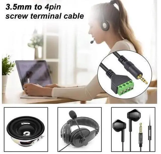 Alt view image 6 of 7 - Vszerda 3.5mm Screw Terminal Block Cable, 2Pack 3.5mm to Speaker Wire Adapter Cable (1/8inch) TRRS Stereo Male to 4 Pin/Way Female Bolt Screw AV Headphone Adapter Cable(30cm)