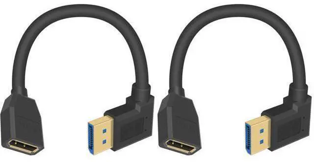 Main image of Vszerda Right Angle Displayport 1.4 Cable, 90 Degree Displayport Extension Cable (8K/60Hz, 4k/144Hz), 32.4Gbps Short Display Port Male to Female DP 1.4 Cable Cord for PC, Laptop, 15cm (Pack of 2)