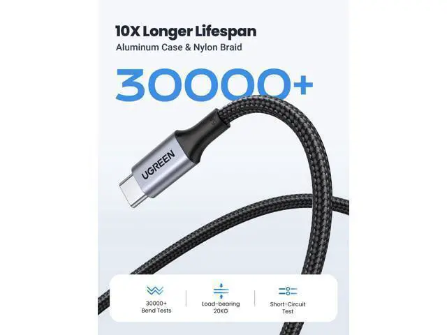 Alt view image 5 of 7 - UGREEN USB C to USB C Cable, 100W 2-Pack USB C Charger Cable for iPhone 17/17 Air/17 Pro/17 Pro Max/16, MacBook Pro, iPad Pro, Dell XPS, Samsung Galaxy S25/S24/S23 Ultra, Switch, Pixel, 6.6FT Black
