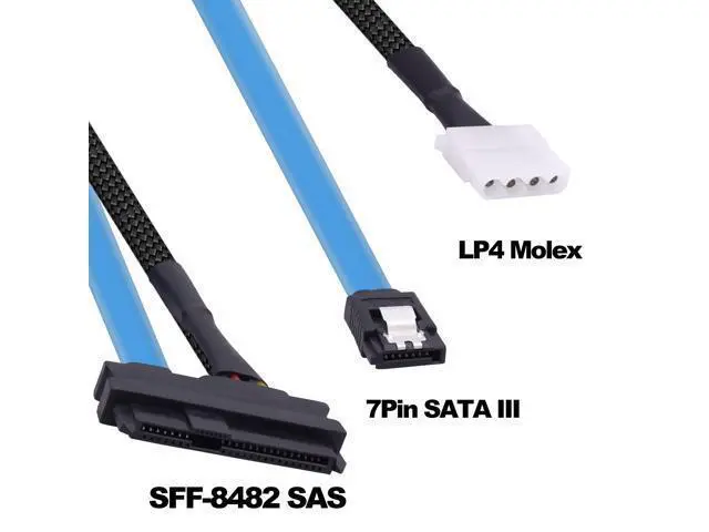 Alt view image 2 of 7 - Vszerda SAS to SATA Extension Cable SFF-8482 SAS 29 Pin to SATA III 3.0 7Pin with IDE 4PIN LP4 Molex Interface Female to Female Cable for Hard Disk Drive Raid -30cm/11.8in 2pcs
