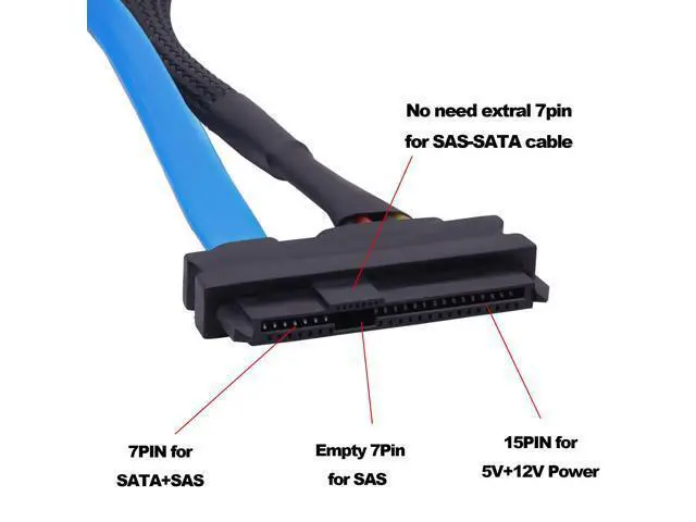 Alt view image 3 of 7 - Vszerda SAS to SATA Extension Cable SFF-8482 SAS 29 Pin to SATA III 3.0 7Pin with IDE 4PIN LP4 Molex Interface Female to Female Cable for Hard Disk Drive Raid -30cm/11.8in 2pcs