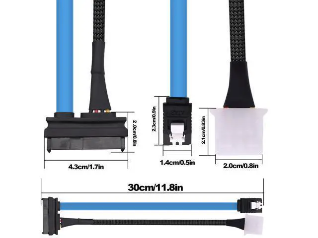 Alt view image 7 of 7 - Vszerda SAS to SATA Extension Cable SFF-8482 SAS 29 Pin to SATA III 3.0 7Pin with IDE 4PIN LP4 Molex Interface Female to Female Cable for Hard Disk Drive Raid -30cm/11.8in 2pcs