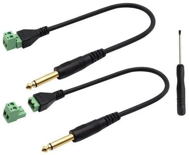 Main image of Vszerda 6.35mm Screw Terminal Block Connector Cable 6.35mm 1/4 Inch Audio Mono Male to 2 Pin/Way Female Bolt Screw Shield terminals Pluggable Microphone Type Adapter Cable30CM/2Packs)(2-Pole/M)
