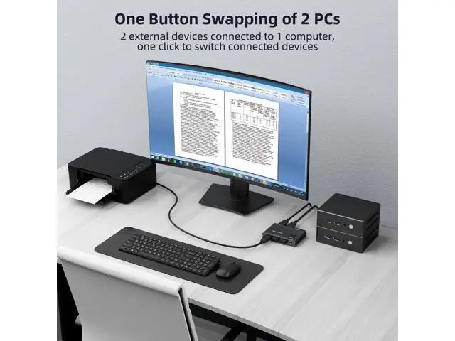 Alt view image 6 of 7 - USB 3.0 Switch 2 Computers Share 3 USB 3.0 Devices with TF Card Reading Function, USB Switcher Selector for PC Laptop Keyboard Mouse Webcam USB-Microphone, with 2 USB A to A Cables