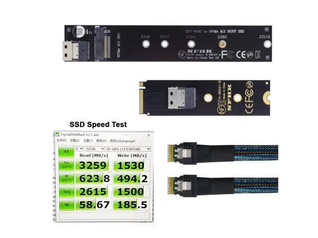 Alt view image 5 of 7 - Vszerda M-Key NVME Male to Female Extension Cable 50cm with SFF-8654 Connector for Mainboard SSD 2280/22110