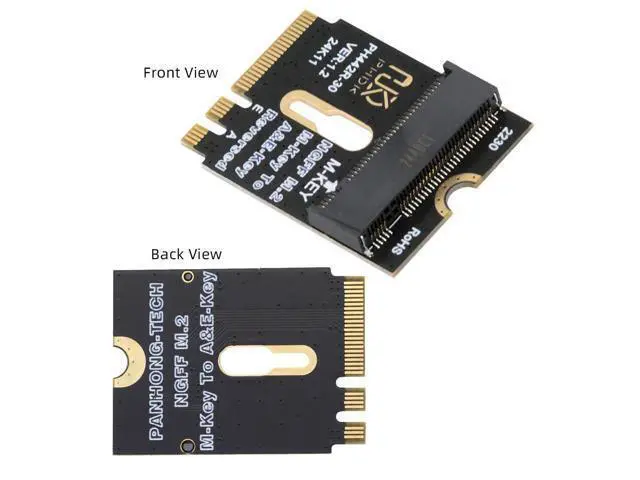 Alt view image 2 of 7 - Vszerda 2230 A+E-Key Male to NVME M-Key Female Extension PCI-E 4.0 Adapter with Bracket for Laptop Mainboard SSD 2280