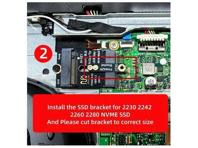 Alt view image 5 of 7 - Vszerda 2230 A+E-Key Male to NVME M-Key Female Extension PCI-E 4.0 Adapter with Bracket for Laptop Mainboard SSD 2280