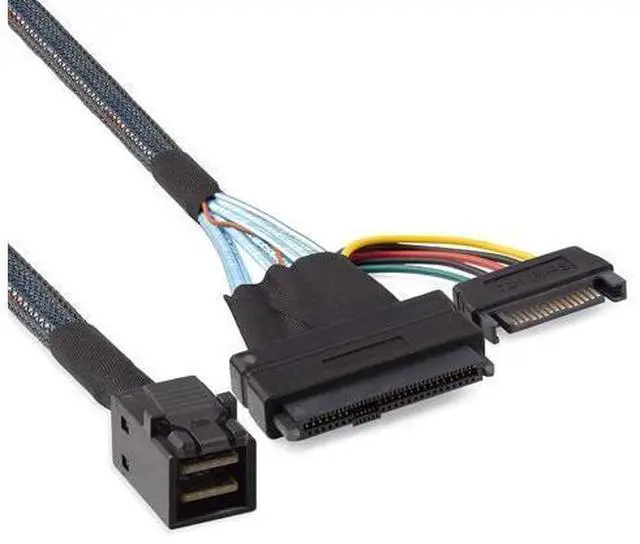 Main image of Vszerda Mini SAS SFF-8643 to U.2 SFF-8639 Cable, PCIe 4.0 X4 85 Ohm with 15-Pin SATA Power for NVMe SSD Hot-Swap, 1m/3.3ft