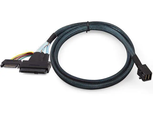 Alt view image 6 of 7 - Vszerda Mini SAS SFF-8643 to U.2 SFF-8639 Cable, PCIe 4.0 X4 85 Ohm with 15-Pin SATA Power for NVMe SSD Hot-Swap, 0.75~0.8m(2.46~2.62ft)