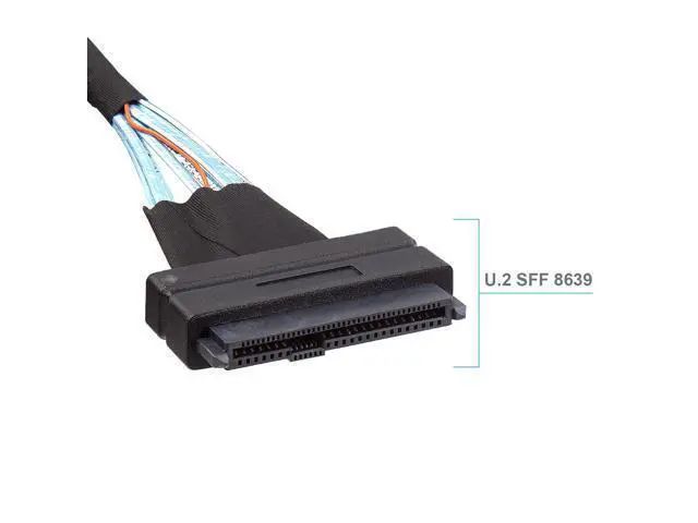 Alt view image 3 of 7 - Vszerda Mini SAS SFF-8643 to U.2 SFF-8639 Cable, PCIe 4.0 X4 85 Ohm with 15-Pin SATA Power for NVMe SSD Hot-Swap, 0.5m/1.6ft