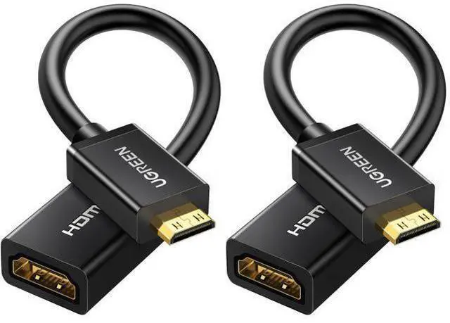 Main image of UGREEN Mini HDMI to HDMI Adapter 4K 60Hz Male to Female Adapter Compatible with Raspberry Pi, Portable Monitors, DSLR Cameras, Camcorders, Laptops, Projectors, Tablets Graphics Cards 0.6FT (Pack of 2)