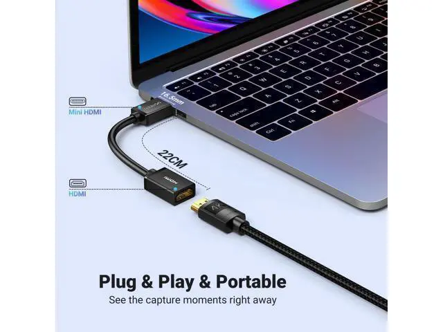 Alt view image 6 of 7 - UGREEN Mini HDMI to HDMI Adapter 4K 60Hz Male to Female Adapter Compatible with Raspberry Pi, Portable Monitors, DSLR Cameras, Camcorders, Laptops, Projectors, Tablets Graphics Cards 0.6FT (Pack of 2)