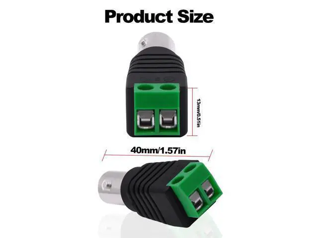 Alt view image 3 of 7 - Vszerda BNC Connector BNC Female to 2Pin Solderless Screw Terminal Block Adapter Video Balun Connector for CCTV Surveillance Camera DVR TV Video-5Pcs (Female)