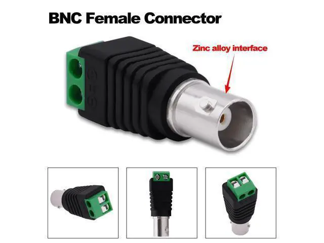 Alt view image 5 of 7 - Vszerda BNC Connector BNC Female to 2Pin Solderless Screw Terminal Block Adapter Video Balun Connector for CCTV Surveillance Camera DVR TV Video-5Pcs (Female)