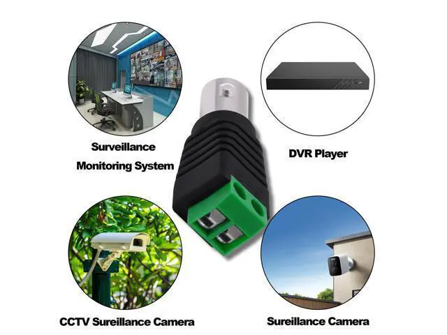 Alt view image 7 of 7 - Vszerda BNC Connector BNC Female to 2Pin Solderless Screw Terminal Block Adapter Video Balun Connector for CCTV Surveillance Camera DVR TV Video-5Pcs (Female)