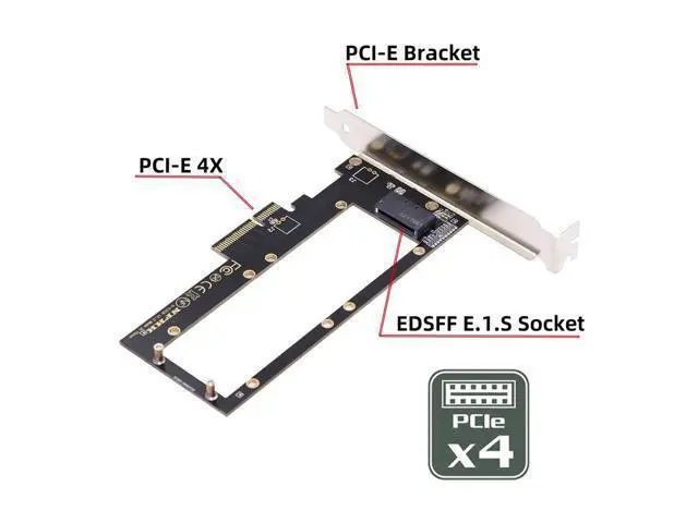 Alt view image 2 of 7 - Vszerda PCI-E 4.0 4X Host Converter to EDSFF GEN-Z NVMe Ruler 1U E1.S 9.5mm 15mm 25mm Thickness Short SSD with Heat Sink PM9A3 PM9D3 P5801X Carrier Adapter