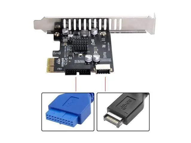 Alt view image 6 of 7 - Vszerda 5Gbps Type-E USB 3.1 Front Panel IDC Socket & USB3.0 20Pin to PCI-E 1X Express Card VL805 Adapter for Desktop Motherboard