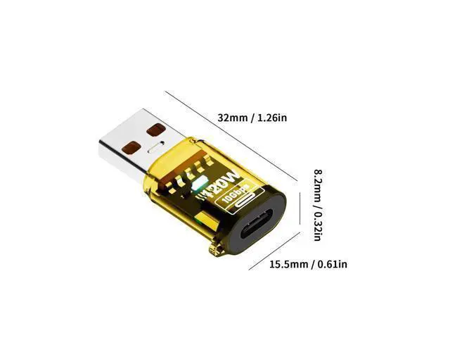 Alt view image 7 of 7 - Vszerda 4Pack 10Gbps USB C Female to USB Male Adapter 120W USB 3.2 Type C to Type A Charger Connector with Double-Side LED Comaptible for iPhone 15 16 Plus Pro Max, Laptop, Charger, Earphone, Yellow