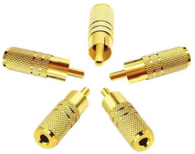 Main image of Vszerda Gold Plated RCA to 3.5MM Audio Adapter Metal Jack 3.5mm (1/8 Inch) Female to RCA Male Audio Plug Adaptor Connector for 3.5MM Headphone Adapter CableGold /5 Pack F/M