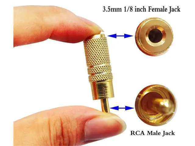 Alt view image 7 of 7 - Vszerda Gold Plated RCA to 3.5MM Audio Adapter Metal Jack 3.5mm (1/8 Inch) Female to RCA Male Audio Plug Adaptor Connector for 3.5MM Headphone Adapter CableGold /5 Pack F/M