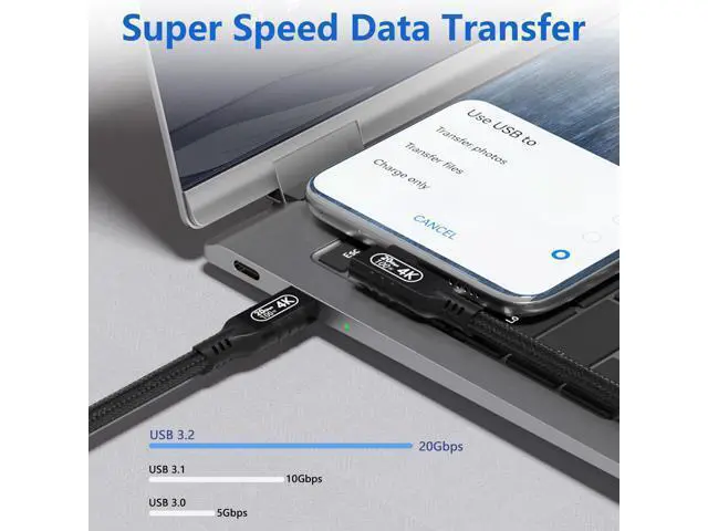 Alt view image 3 of 7 - Vszerda 16.5FT USB C to USB C Cable, 20Gbps Data Transfer, 4K 60Hz Video, 100W Fast Charging, Compatible with iPhone 15/16, MacBook Pro, Samsung Galaxy S21/S22/S23