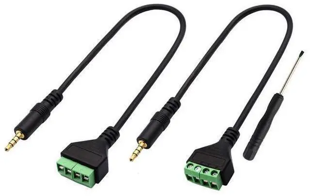 Main image of Vszerda 3.5mm Screw Terminal Block Cable 3.5mm (1/8inch) Stereo TRRS Audio Male to 4 Pin/Way Female Bolt Screw Headphone Balum Converter Adapter Cable30CM/2Packs) (4Pole/M)