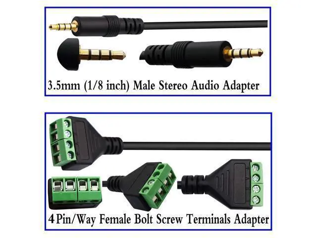 Alt view image 6 of 7 - Vszerda 3.5mm Screw Terminal Block Cable 3.5mm (1/8inch) Stereo TRRS Audio Male to 4 Pin/Way Female Bolt Screw Headphone Balum Converter Adapter Cable30CM/2Packs) (4Pole/M)
