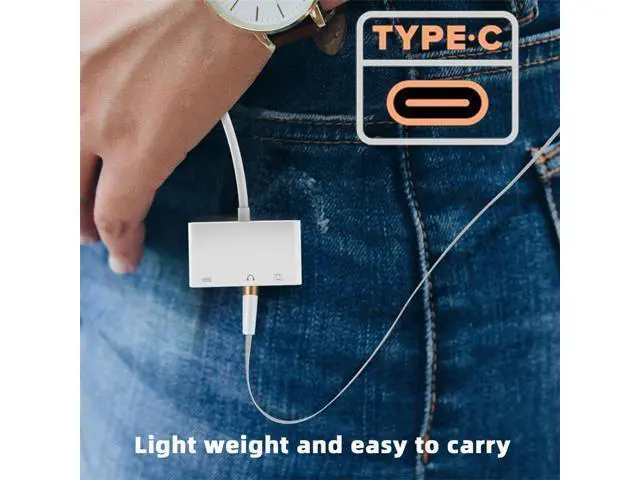 Alt view image 4 of 7 - Vszerda USB C Hub Type C to 3.5mm Audio AUX & Type-A USB2.0 OTG Female with PD Power Charge Adapter 3 in 1 USB Extender Compatible with Laptop Tablet Phone