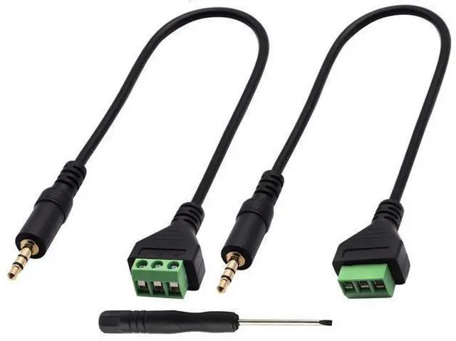 Main image of Vszerda 3.5mm Screw Terminal Block Cable 3.5mm (1/8inch) Stereo Audio Male to 3 Pin/Way Female Bolt Screw AV Headphone Type Adapter Cable30CM/2Packs)(3Pole/M)