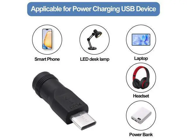 Alt view image 6 of 7 - Vszerda DC 5.5mm x 2.1 mm to USB C Power Adapter Connector 5V DC 5521 Female to USB Type C Male Converter Connector Barrel Jack Plug for Laptop Small Fan Smartphone LED Desk Lamp -5pcs