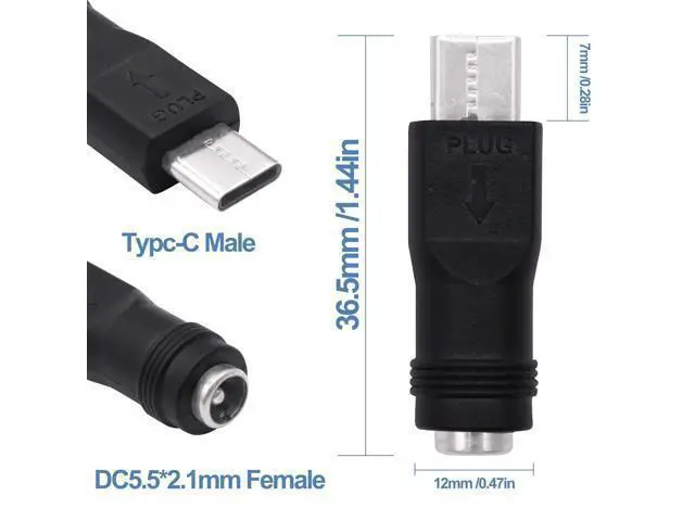 Alt view image 5 of 7 - Vszerda DC 5.5mm x 2.1 mm to USB C Power Adapter Connector 5V DC 5521 Female to USB Type C Male Converter Connector Barrel Jack Plug for Laptop Small Fan Smartphone LED Desk Lamp -5pcs